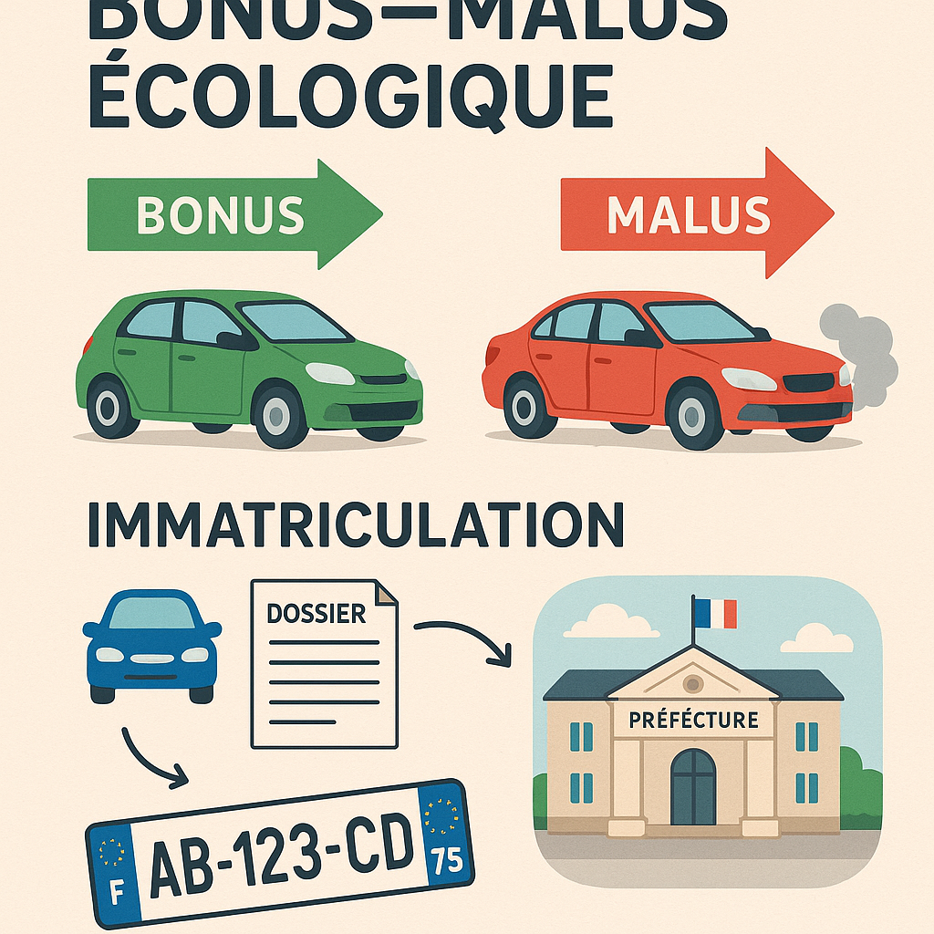 Schéma représentant le fonctionnement du bonus-malus écologique pour les véhicules importés.