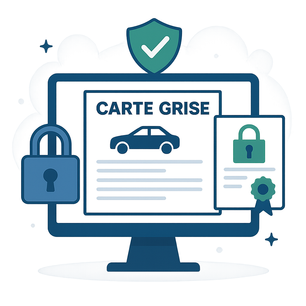 Illustration de la sécurité en ligne pour les démarches de carte grise.