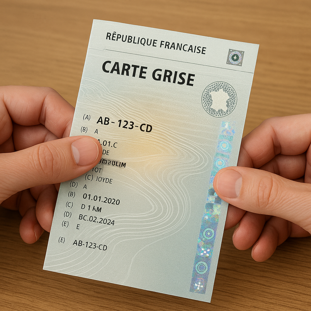 Illustration de la cession de carte grise avec des éléments de sécurité