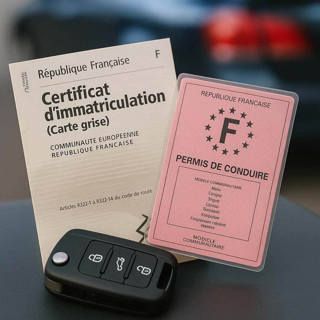 Illustration représentant le lien entre carte grise et permis de conduire