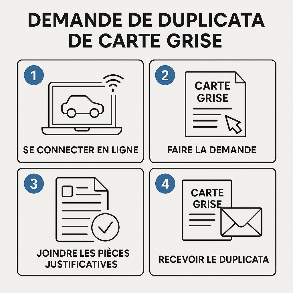 Étapes pour demander un duplicata de carte grise