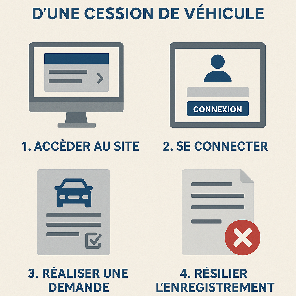 Illustration des étapes pour résilier l'enregistrement d'une cession de véhicule