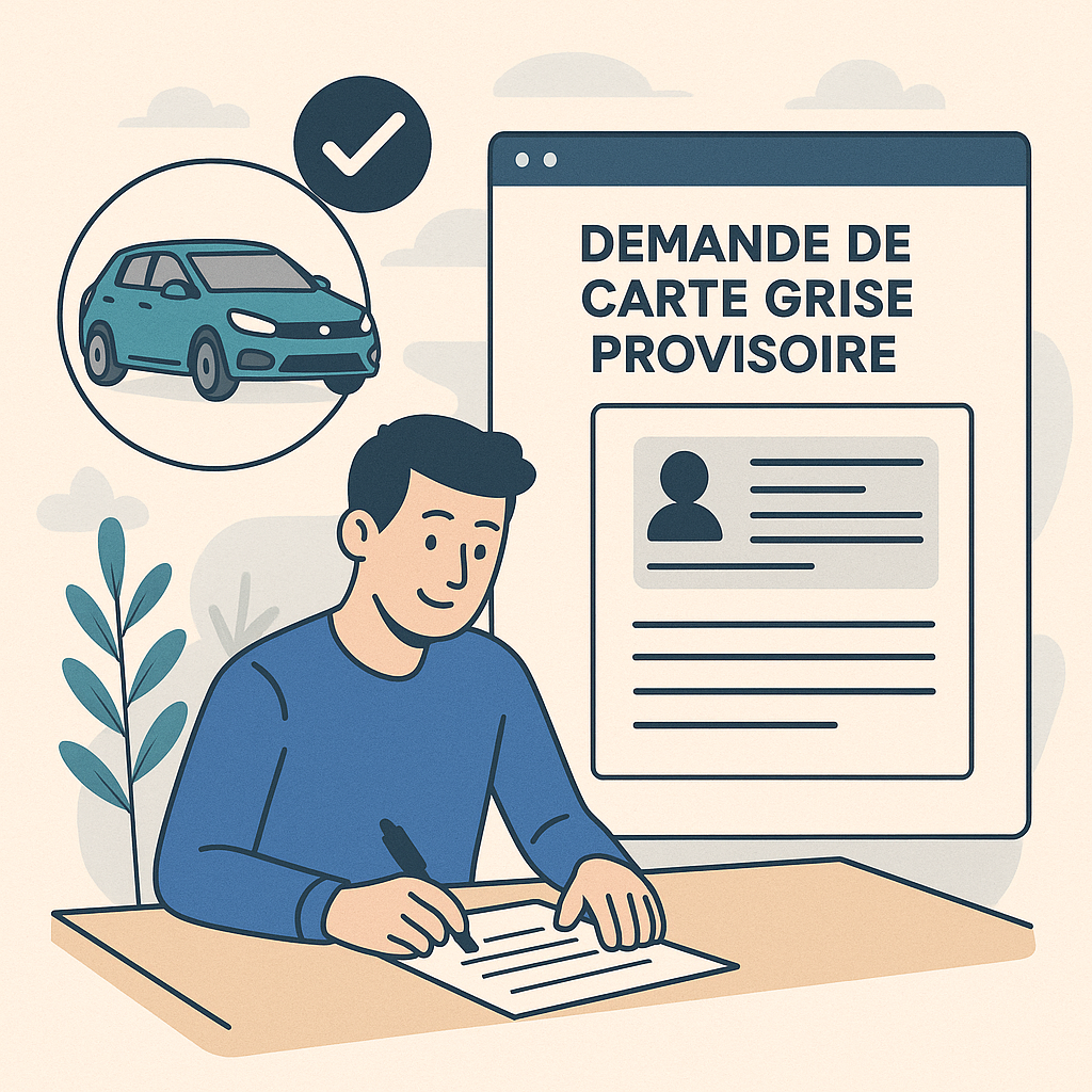 Illustration du processus de demande de carte grise provisoire