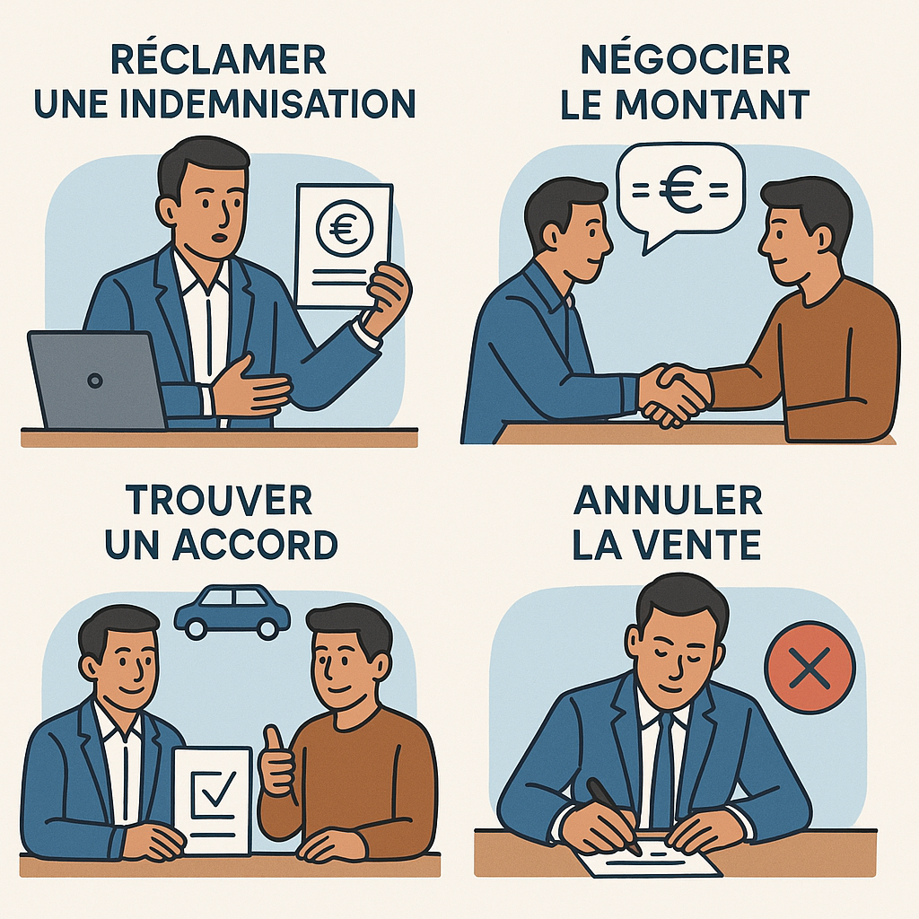 Illustration des étapes de négociation d'indemnisation