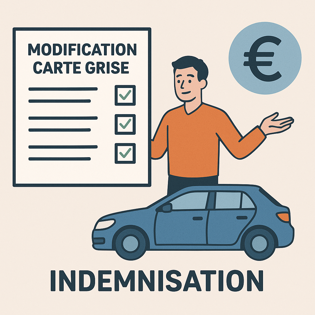 Illustration des conséquences d'une modification non déclarée sur la carte grise et l'indemnisation.