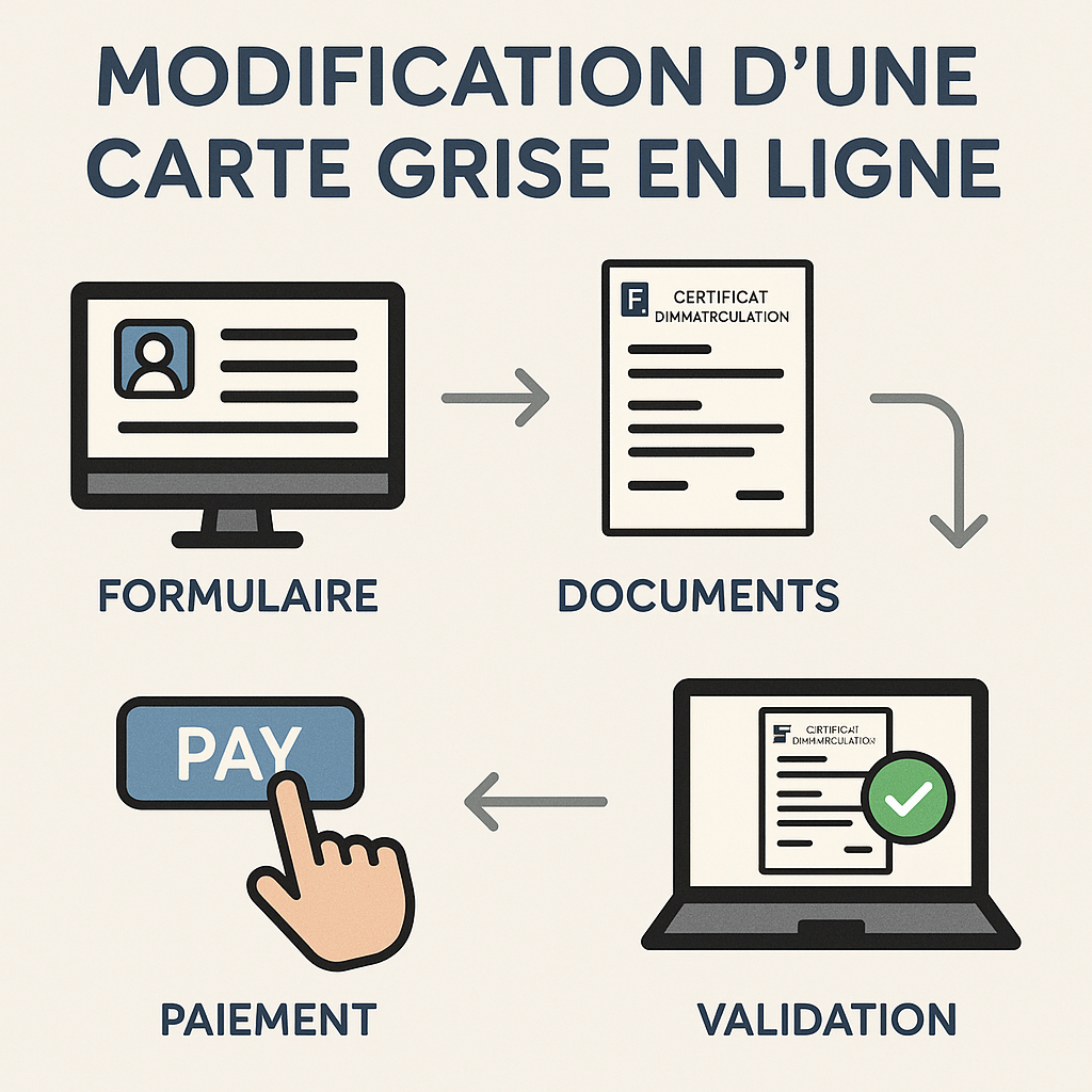 Processus de modification d'une carte grise en ligne