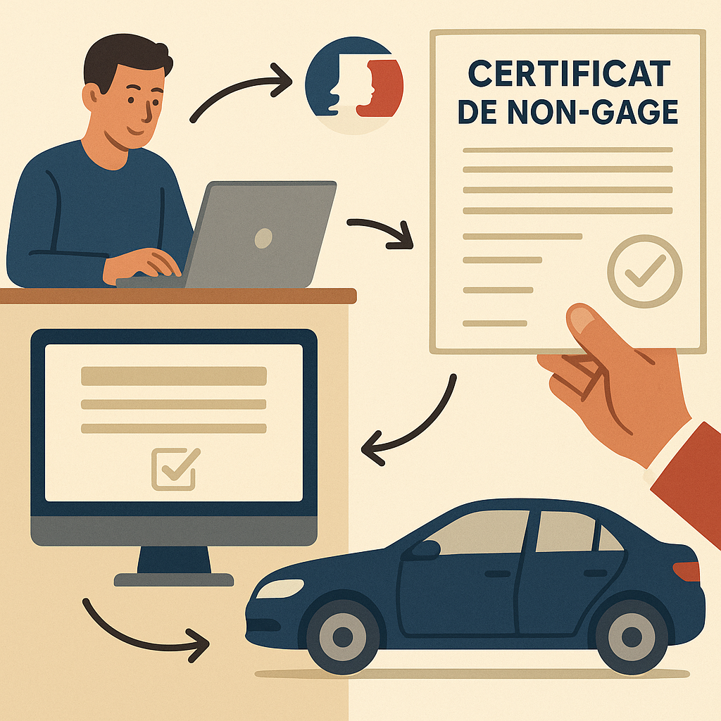 Illustration du processus d'obtention d'un certificat de non-gage
