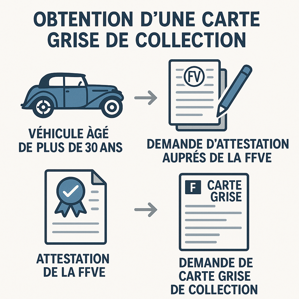 Illustration du processus d'obtention d'une carte grise de collection