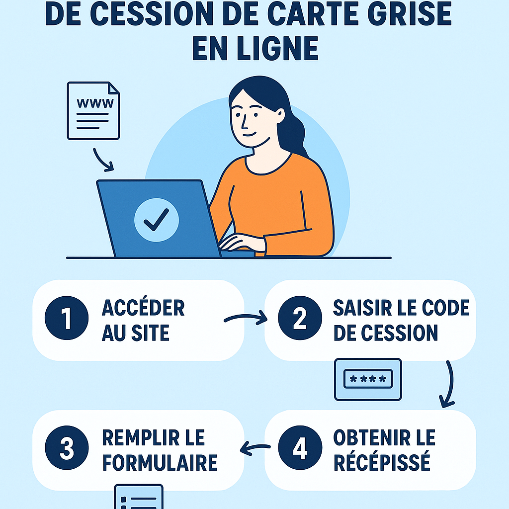 Illustration du processus de demande de récépissé de cession de carte grise