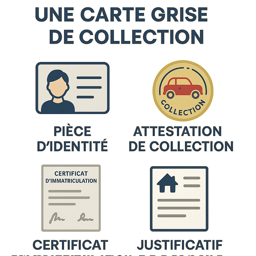 Infographie des documents nécessaires pour la carte grise de collection