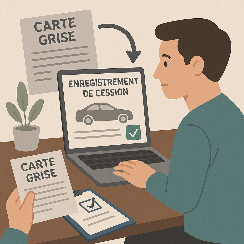 Illustration de l'enregistrement de cession de carte grise