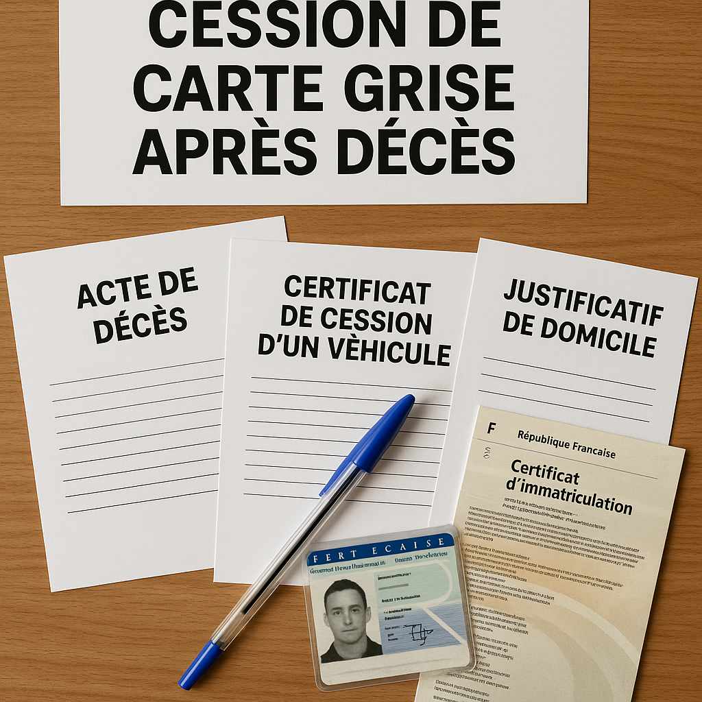Documents nécessaires pour enregistrer une cession de carte grise après un décès.