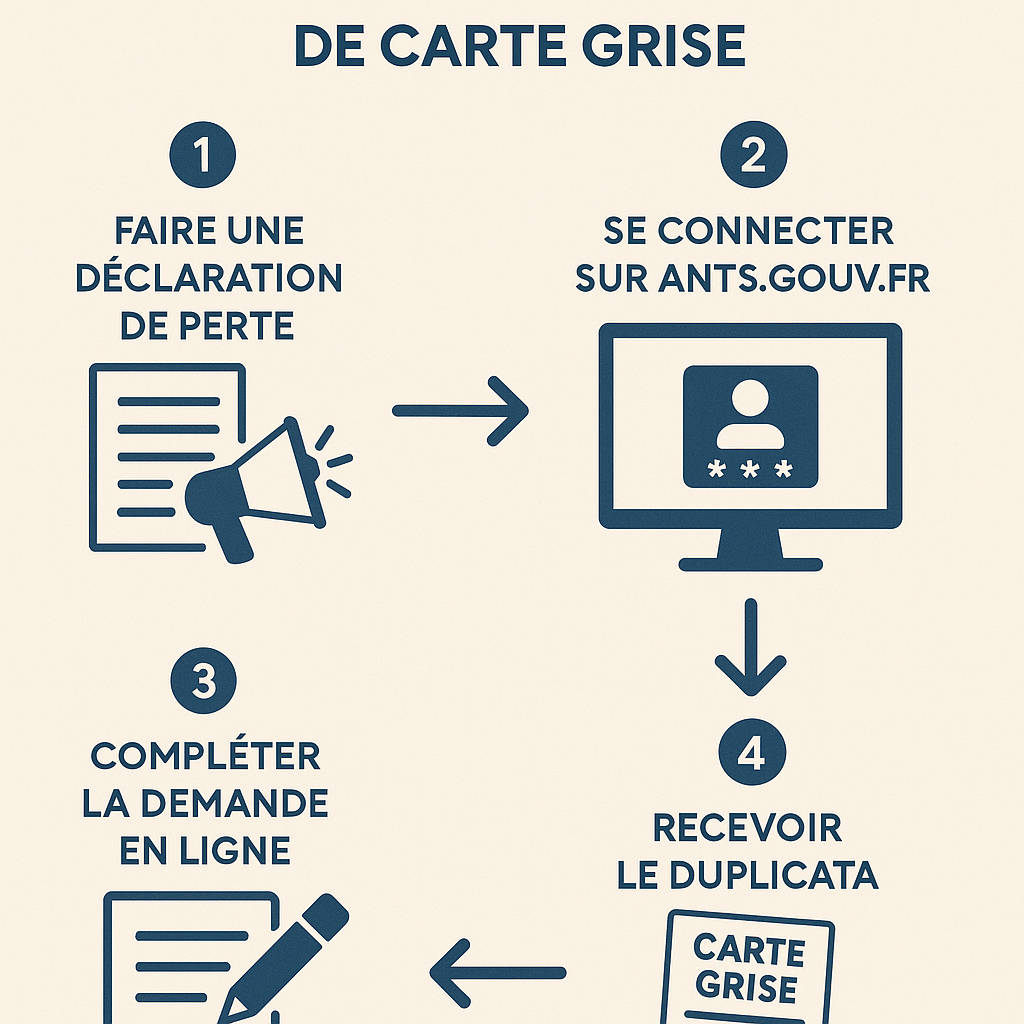 Illustration de la procédure de demande de duplicata de carte grise