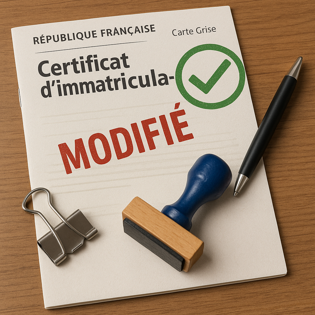 Image illustrant la modification technique sur une carte grise