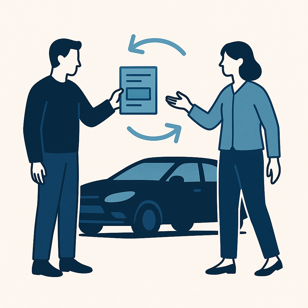 Illustration : Étapes générales pour le changement de propriétaire de carte grise