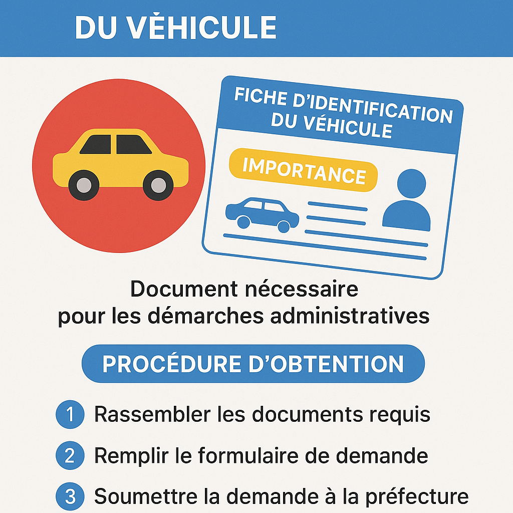Infographie sur la fiche d'identification du véhicule.