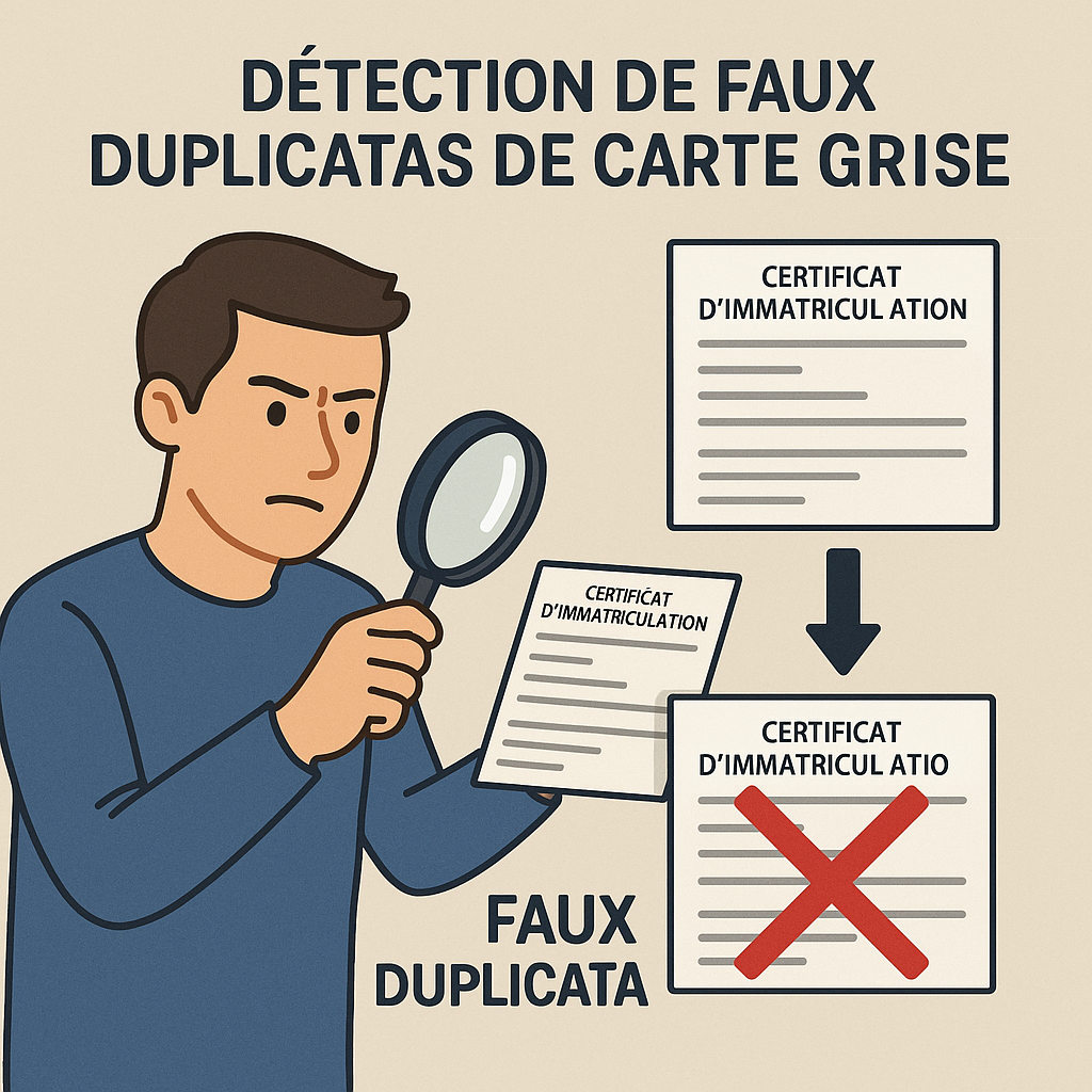Illustration des méthodes de détection des faux duplicatas de carte grise par les forces de l'ordre