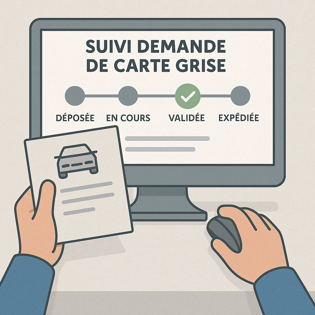 Illustration du suivi d'une demande de carte grise