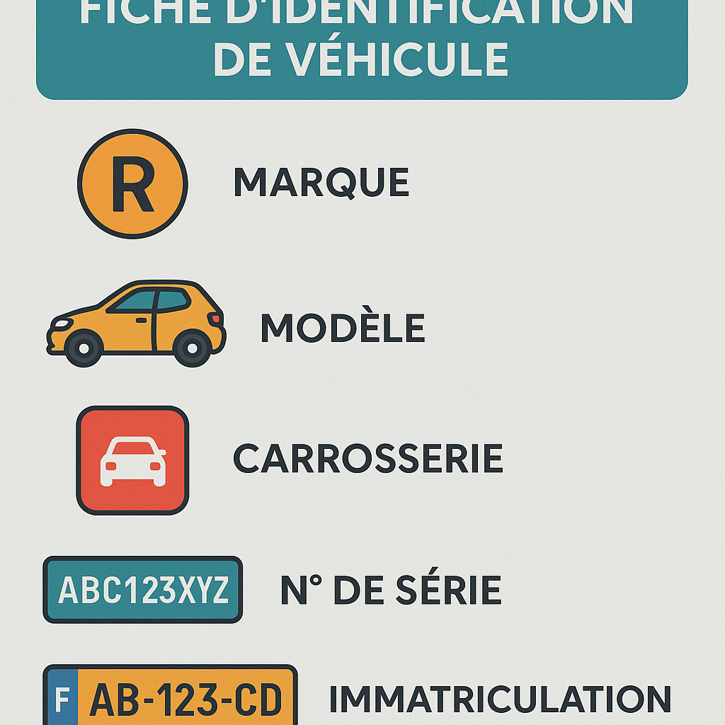 Infographie des éléments d'une fiche d'identification de véhicule