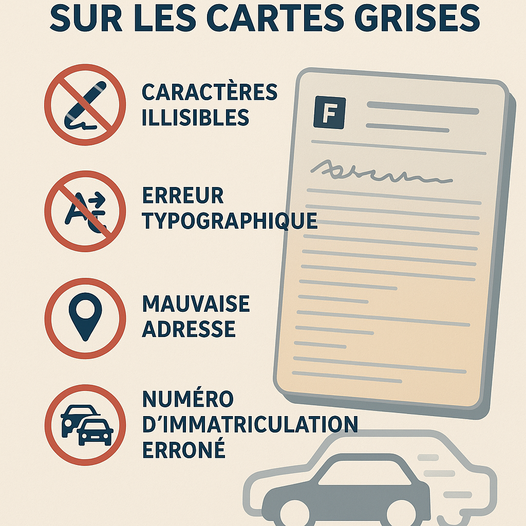Infographie sur les erreurs courantes de carte grise.