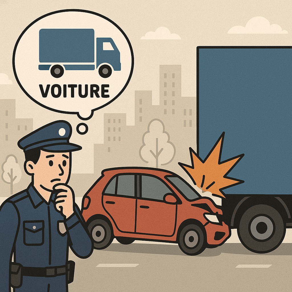 Schéma illustratif des problèmes liés à l'identification de véhicule lors d'un contrôle routier.